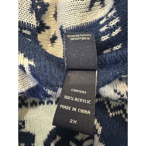 Hot Topic x Doctor Who Fair Isle Open Cardigan Drape Blue & White Plus Size 2X - Picture 8 of 16